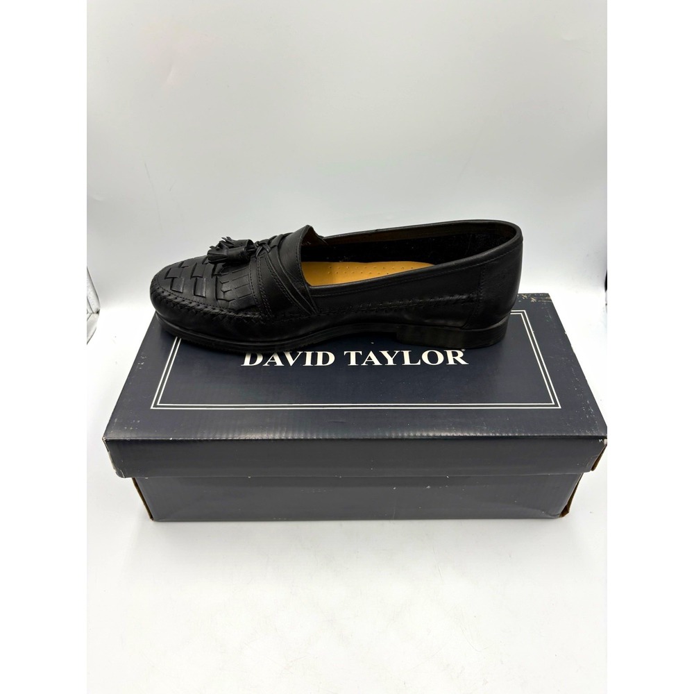 David Taylor Kennedy Black Leather Tassel Loafer Men's 9.5D NIB